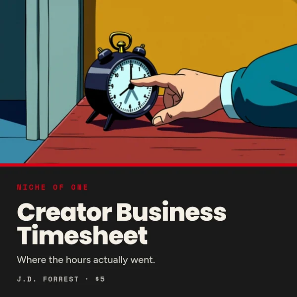 Niche of One Creator Business Timesheet cover