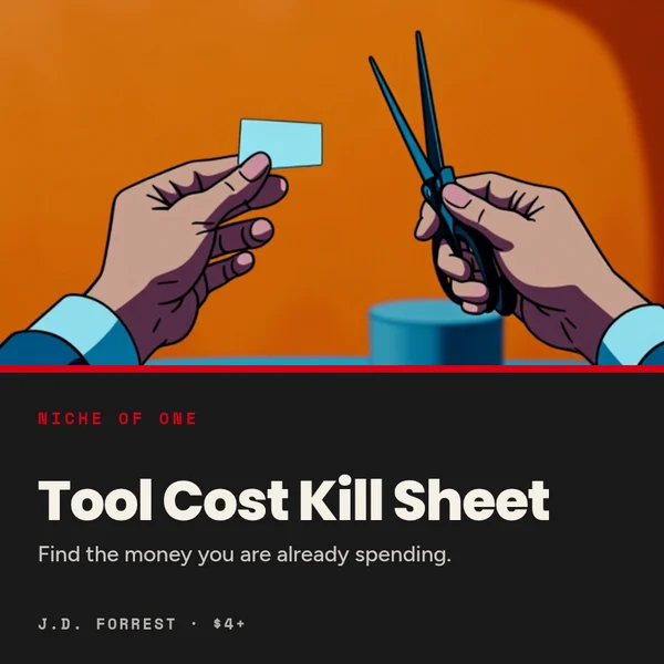Niche of One Tool Cost Kill Sheet cover